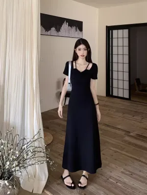 - Black Short Sleeves Dress  GEU1529