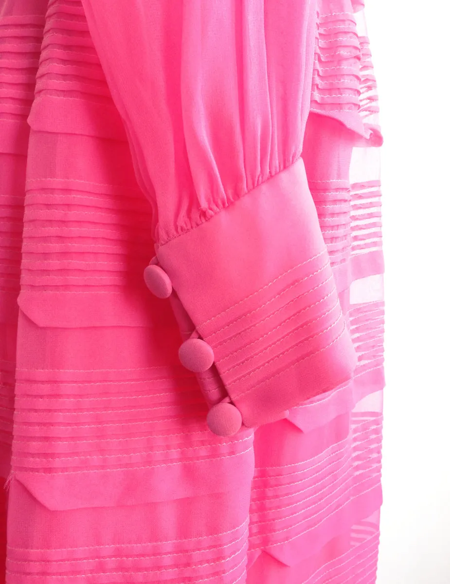 1960s Pink Party Dress Sheer Chiffon
