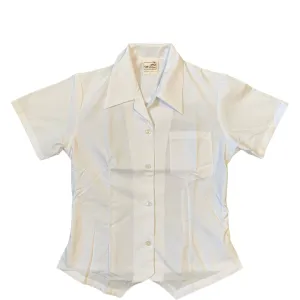 3074-W Shaped Blouse SS V-Revere - White