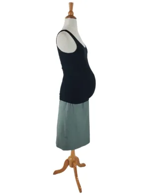50s Maternity Skirt in Sage Green Cotton Twill - xs, sm