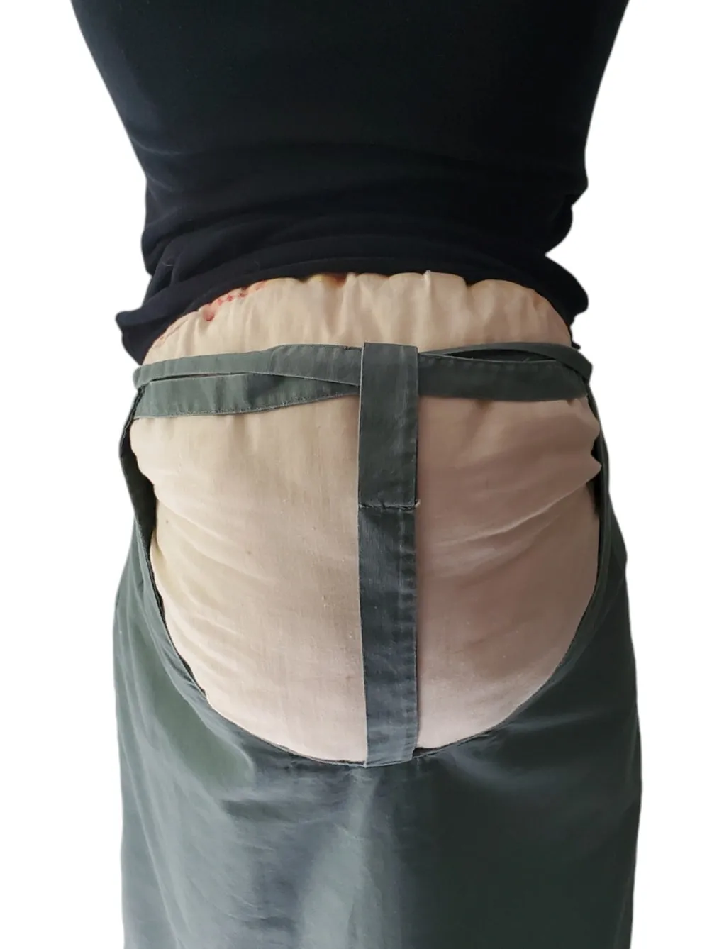 50s Maternity Skirt in Sage Green Cotton Twill - xs, sm