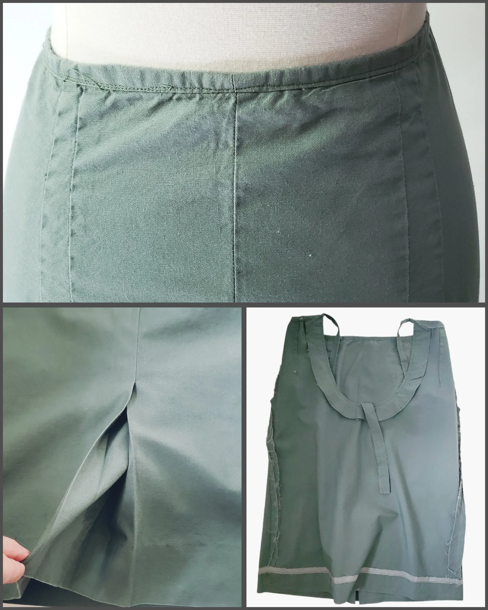 50s Maternity Skirt in Sage Green Cotton Twill - xs, sm