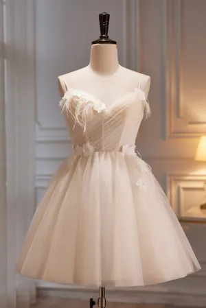 A-line Sweetheart Spaghetti Straps Tulle Short Homecoming Dresses