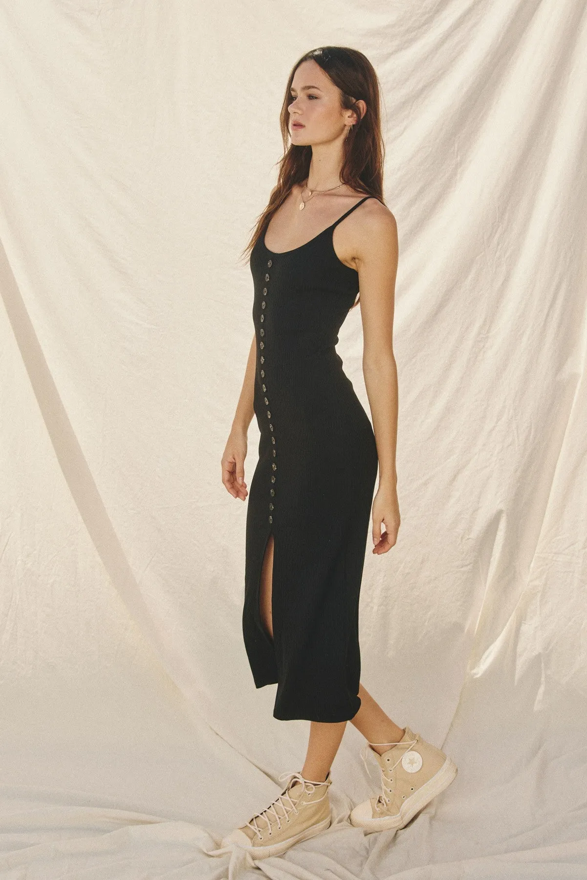 Adeline- Ribbed Knit Midi Dress