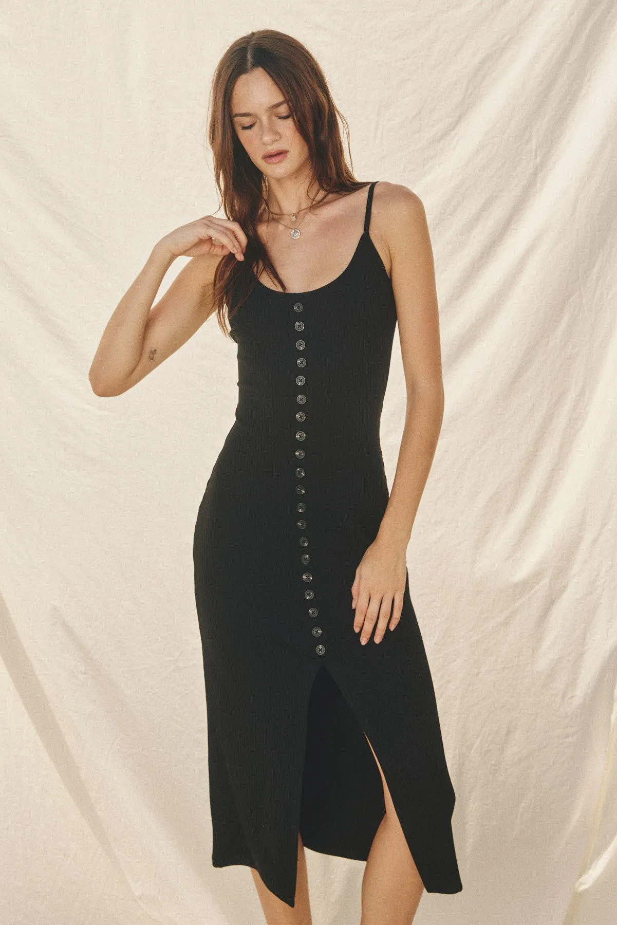 Adeline- Ribbed Knit Midi Dress