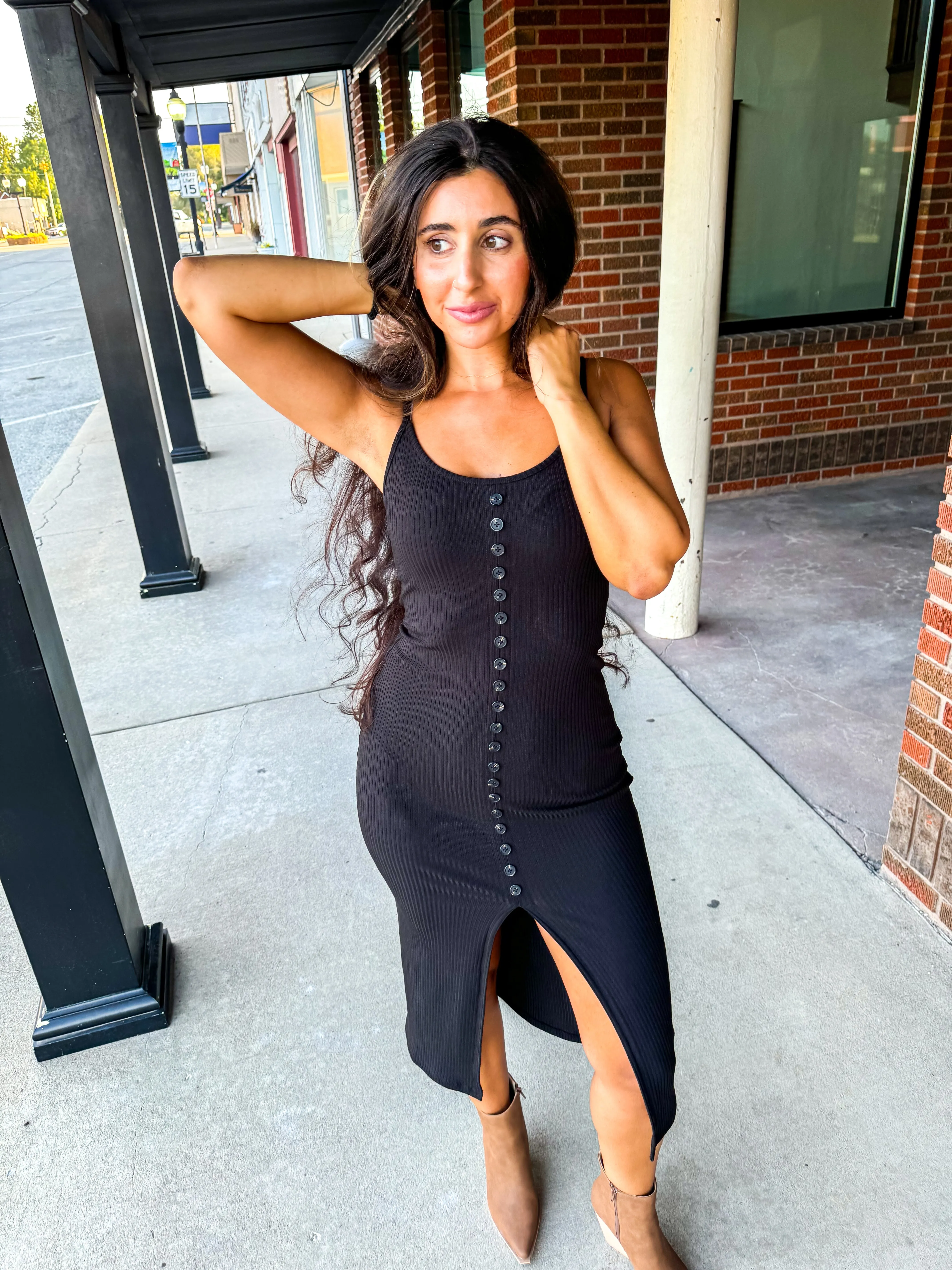 Adeline- Ribbed Knit Midi Dress