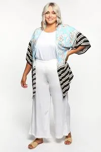 Adrift - Blair Kimono Top in Madagascar - Blue / S