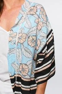 Adrift - Blair Kimono Top in Madagascar - Blue / S