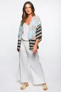 Adrift - Blair Kimono Top in Madagascar - Blue / S