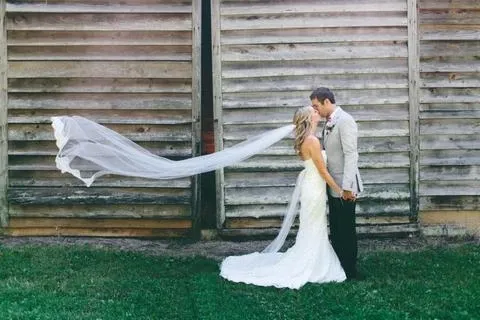 Alencon Lace Edged Cathedral Length Tulle Bridal Veil Wedding APWV0008