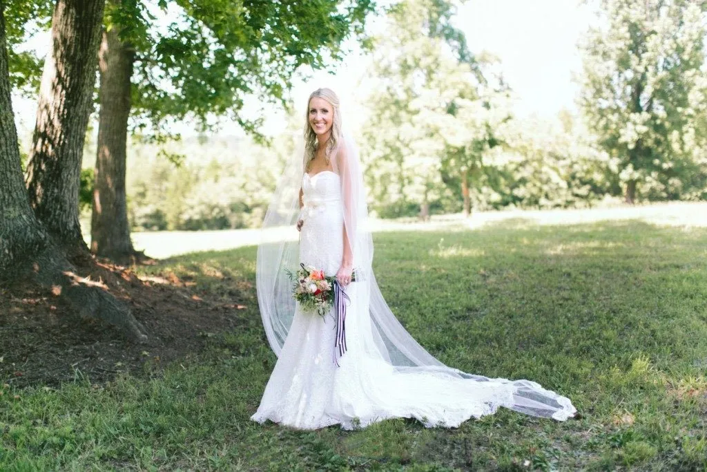 Alencon Lace Edged Cathedral Length Tulle Bridal Veil Wedding APWV0008