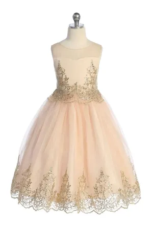 Alexis Embroidery Dress - Blush /Gold