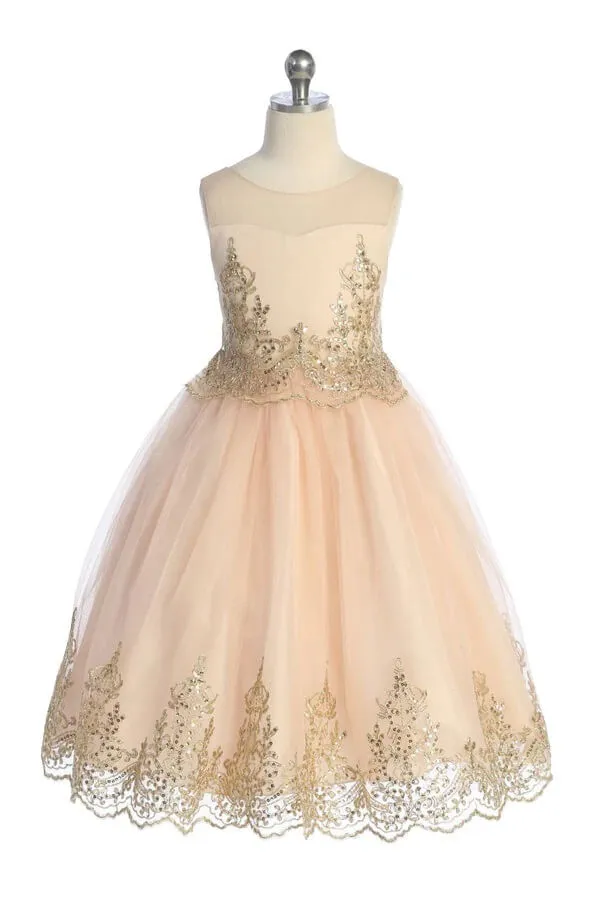 Alexis Embroidery Dress - Blush /Gold
