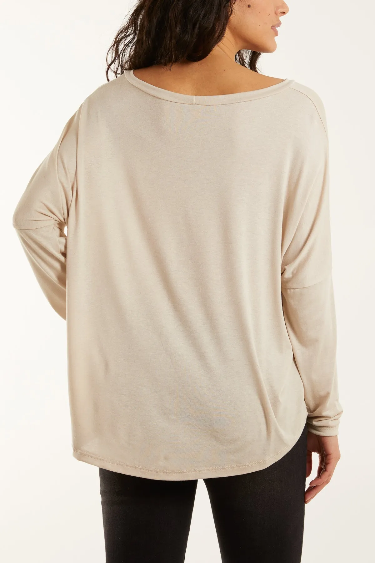 Basic Long Sleeve High Low Top