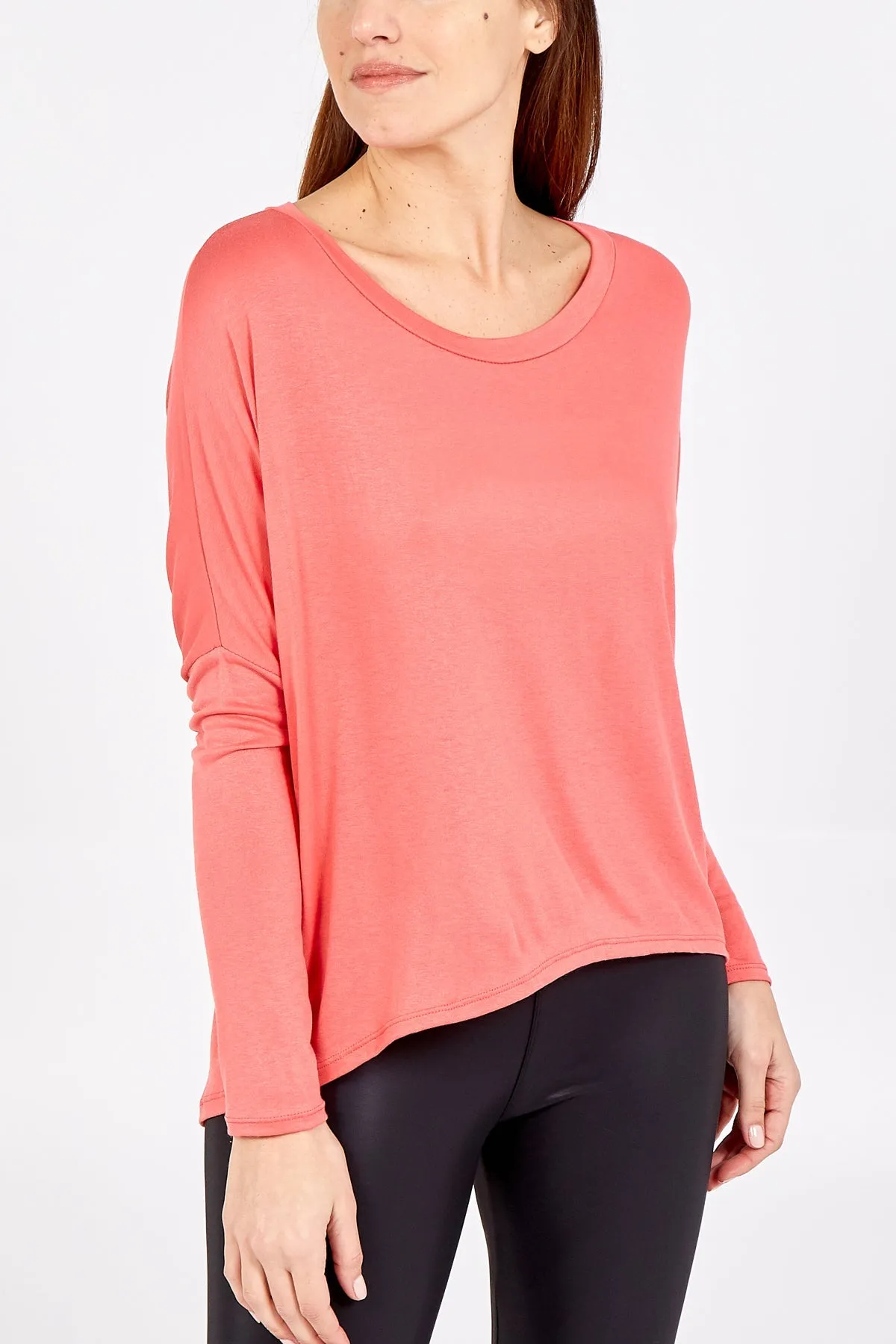 Basic Long Sleeve High Low Top