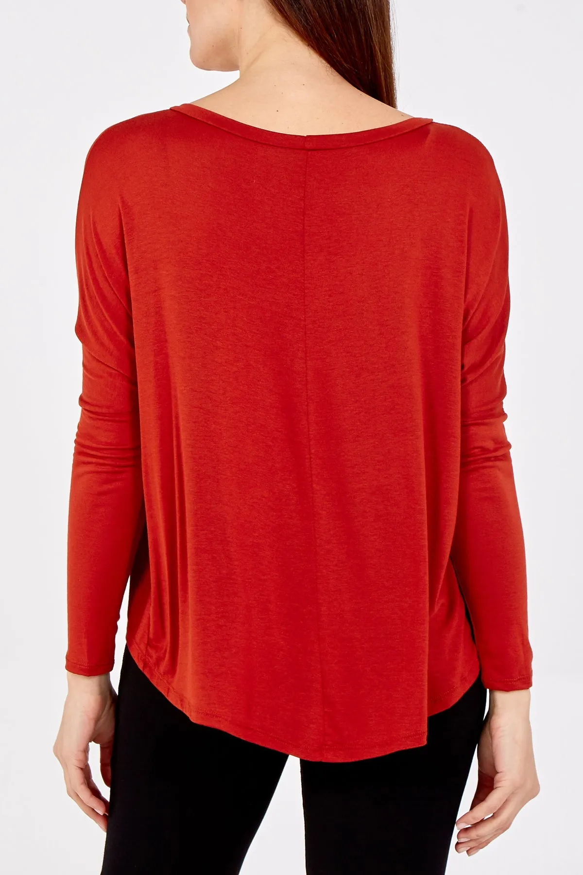 Basic Long Sleeve High Low Top