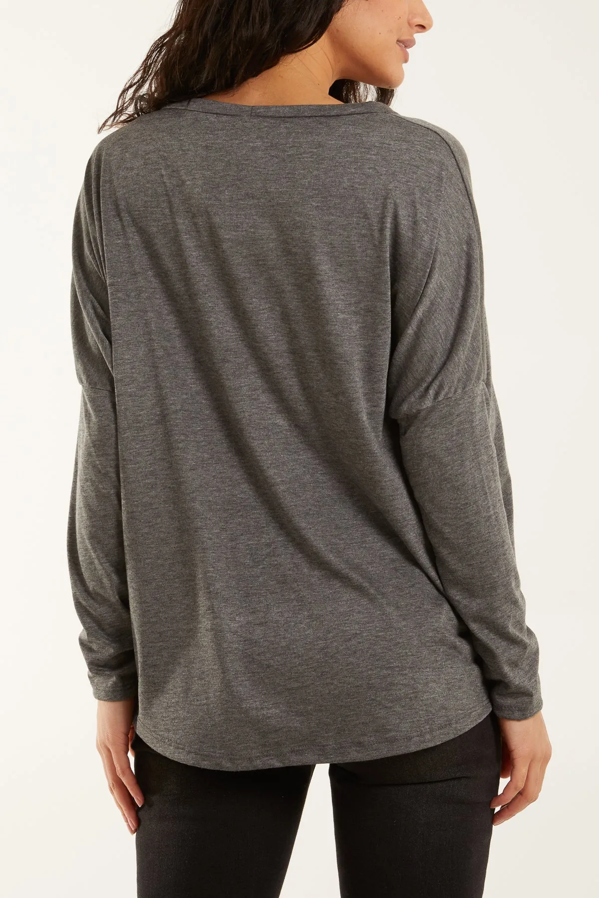Basic Long Sleeve High Low Top