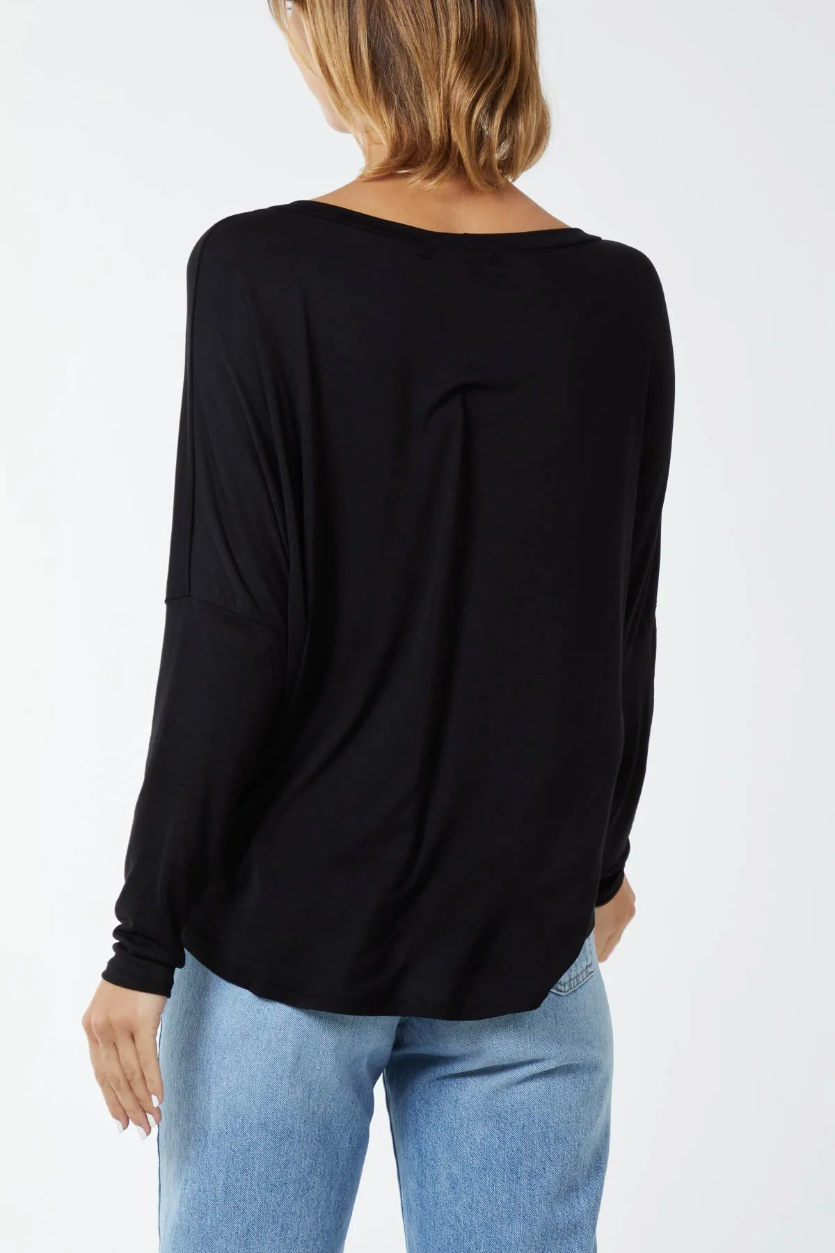 Basic Long Sleeve High Low Top