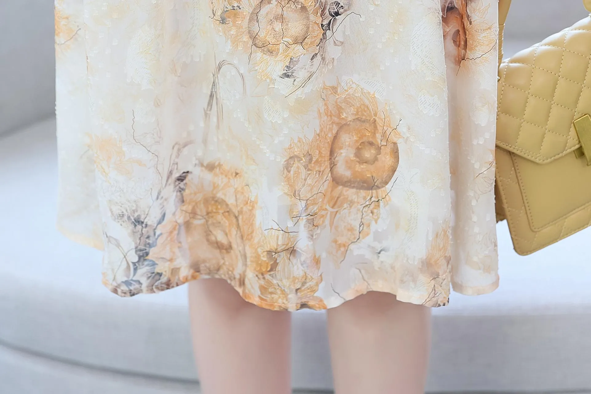 Beautiful V-Neck Beach Dress with Floral Print