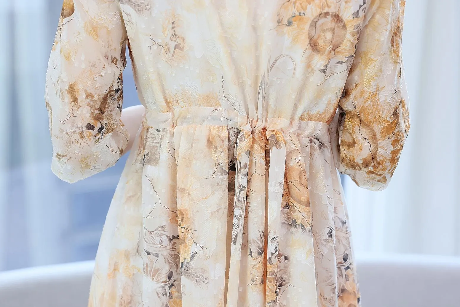 Beautiful V-Neck Beach Dress with Floral Print