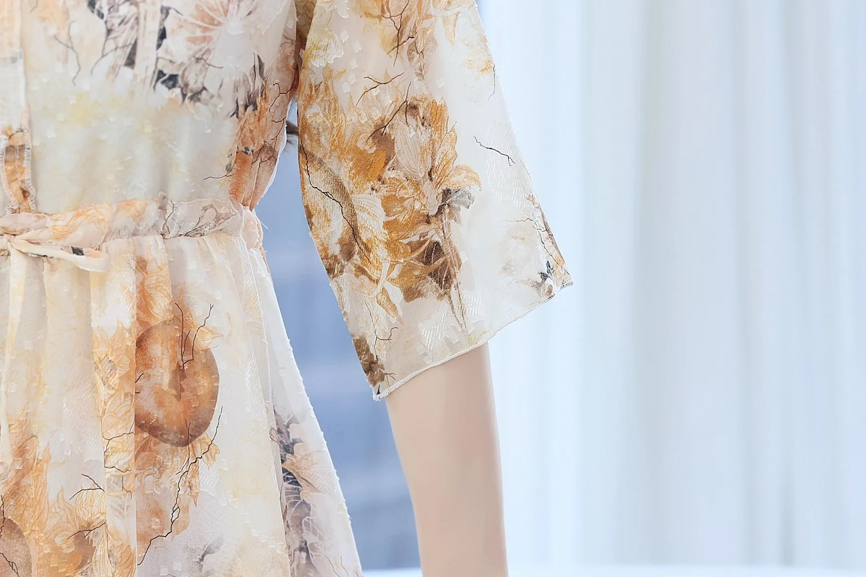 Beautiful V-Neck Beach Dress with Floral Print