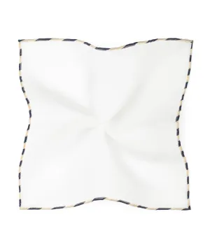 Beige Blue Striped Cotton Pocket Square