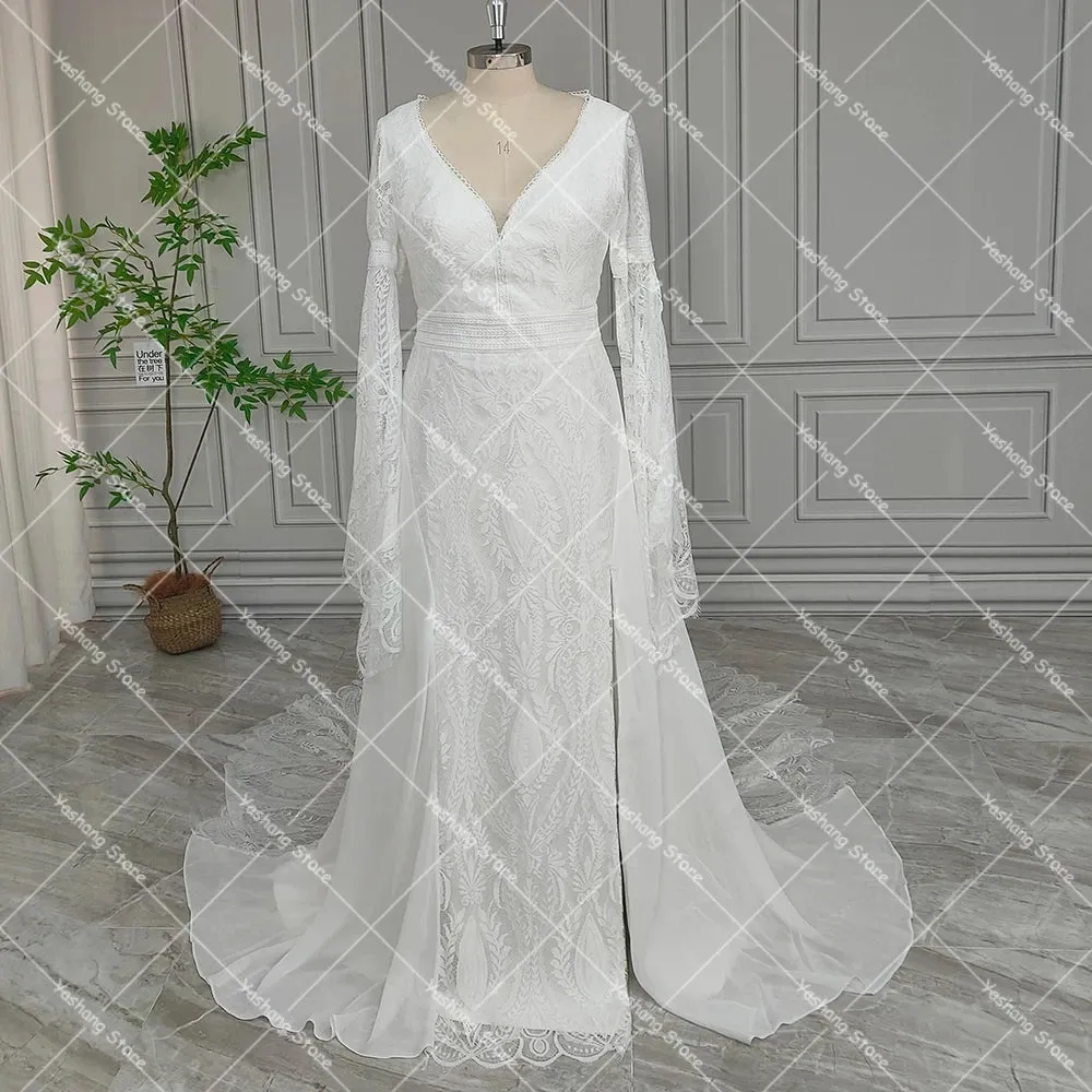 Bell Sleeves Boho Wedding Dress