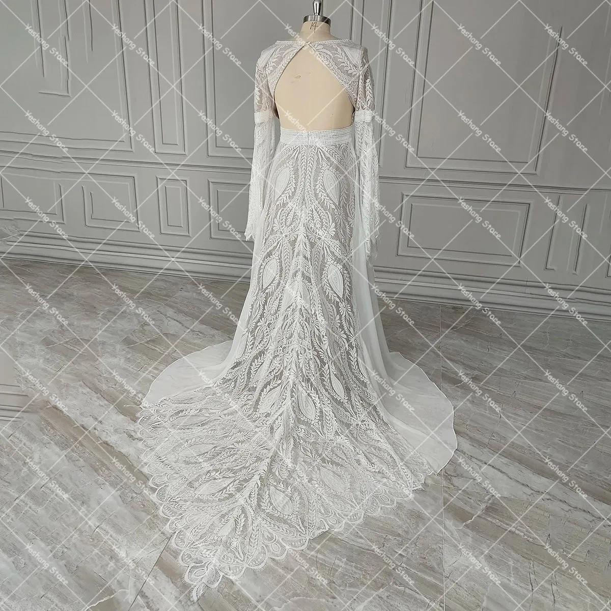 Bell Sleeves Boho Wedding Dress