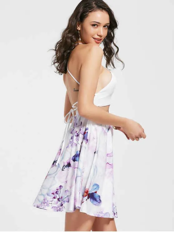 BerryBetty - Gorgeous Floral Cross Back Cut Out Club Dress