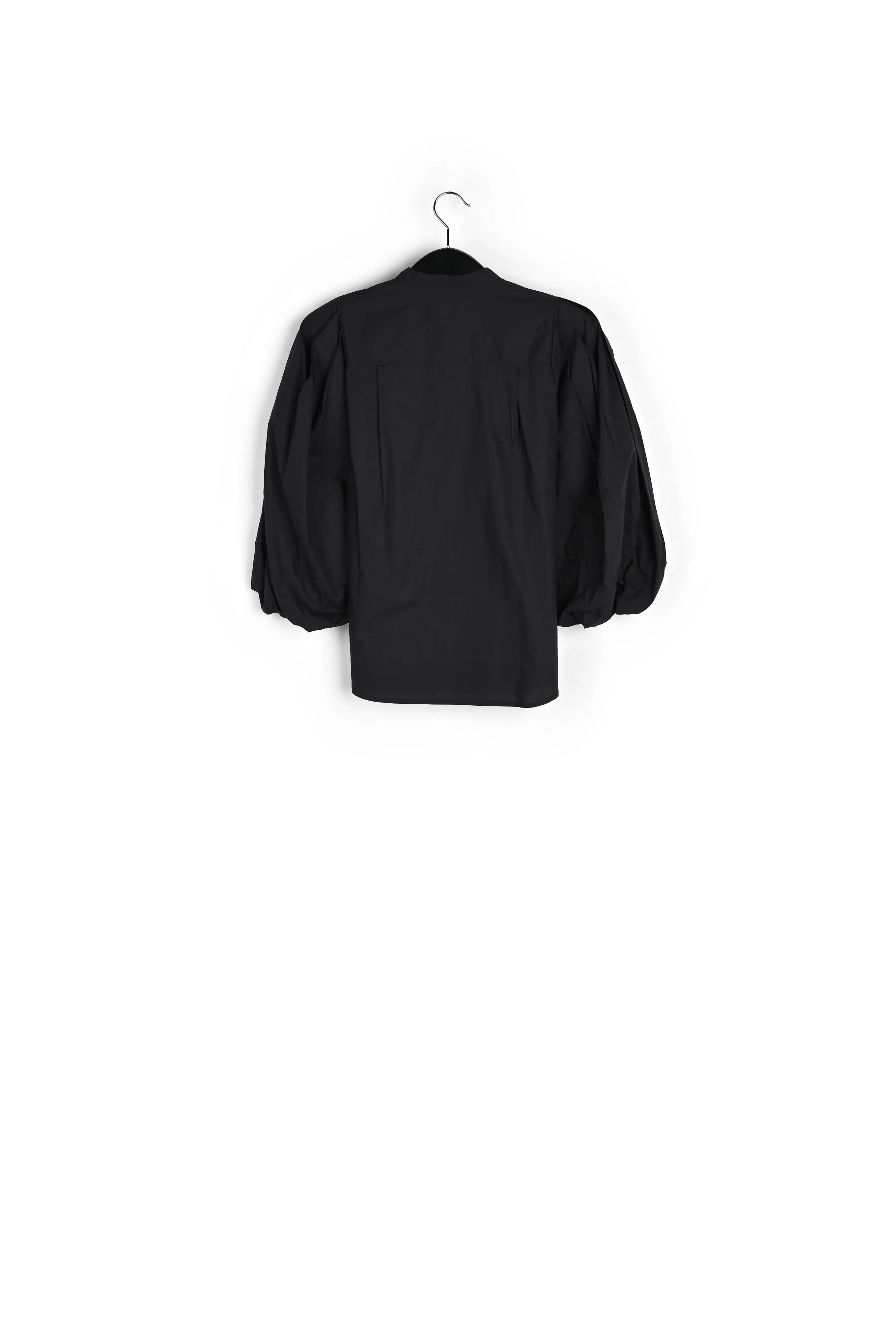Black cotton bead-embellished shirt