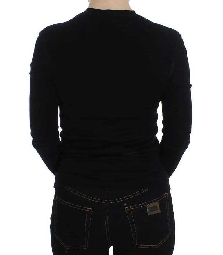 Black Long Sleeve Henley Sweater