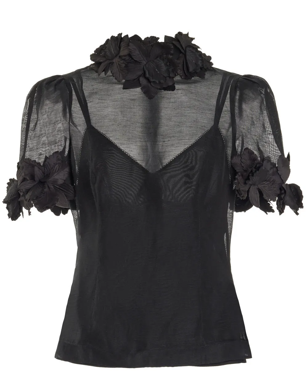 Black Luminosity Liftoff Flower Blouse