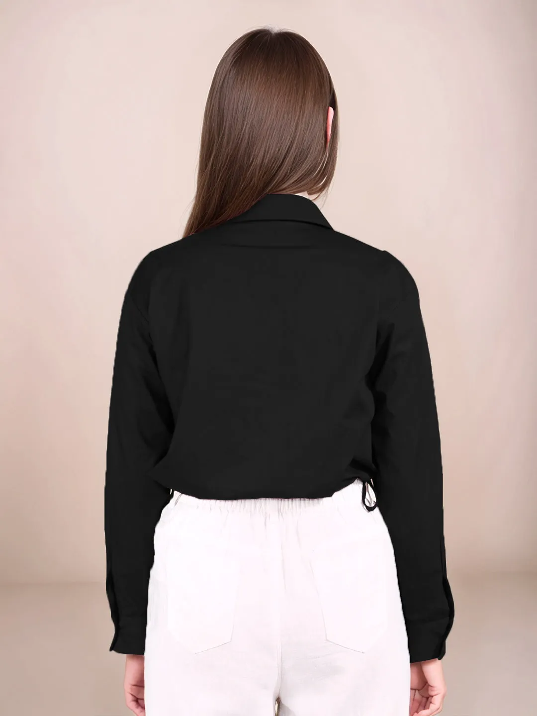 Black Solid Full Sleeves Shirt