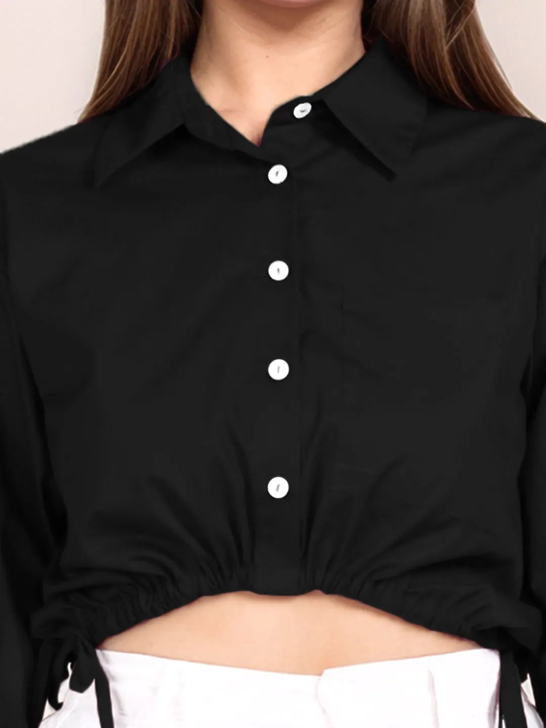 Black Solid Full Sleeves Shirt
