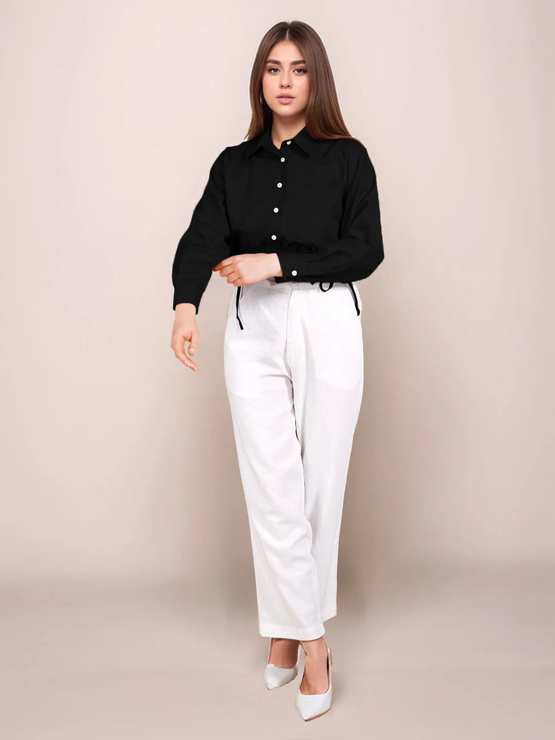 Black Solid Full Sleeves Shirt
