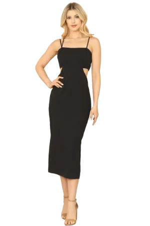 Black Spaghetti Strap Side Cut Out Detail Back Slit Solid Mini Dress -  Pack of 6