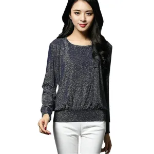 Blouses Black Blue Tops Ladies Casual Stretch Rayon Clothing Female Shirts