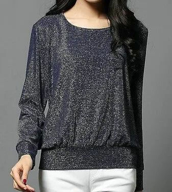 Blouses Black Blue Tops Ladies Casual Stretch Rayon Clothing Female Shirts