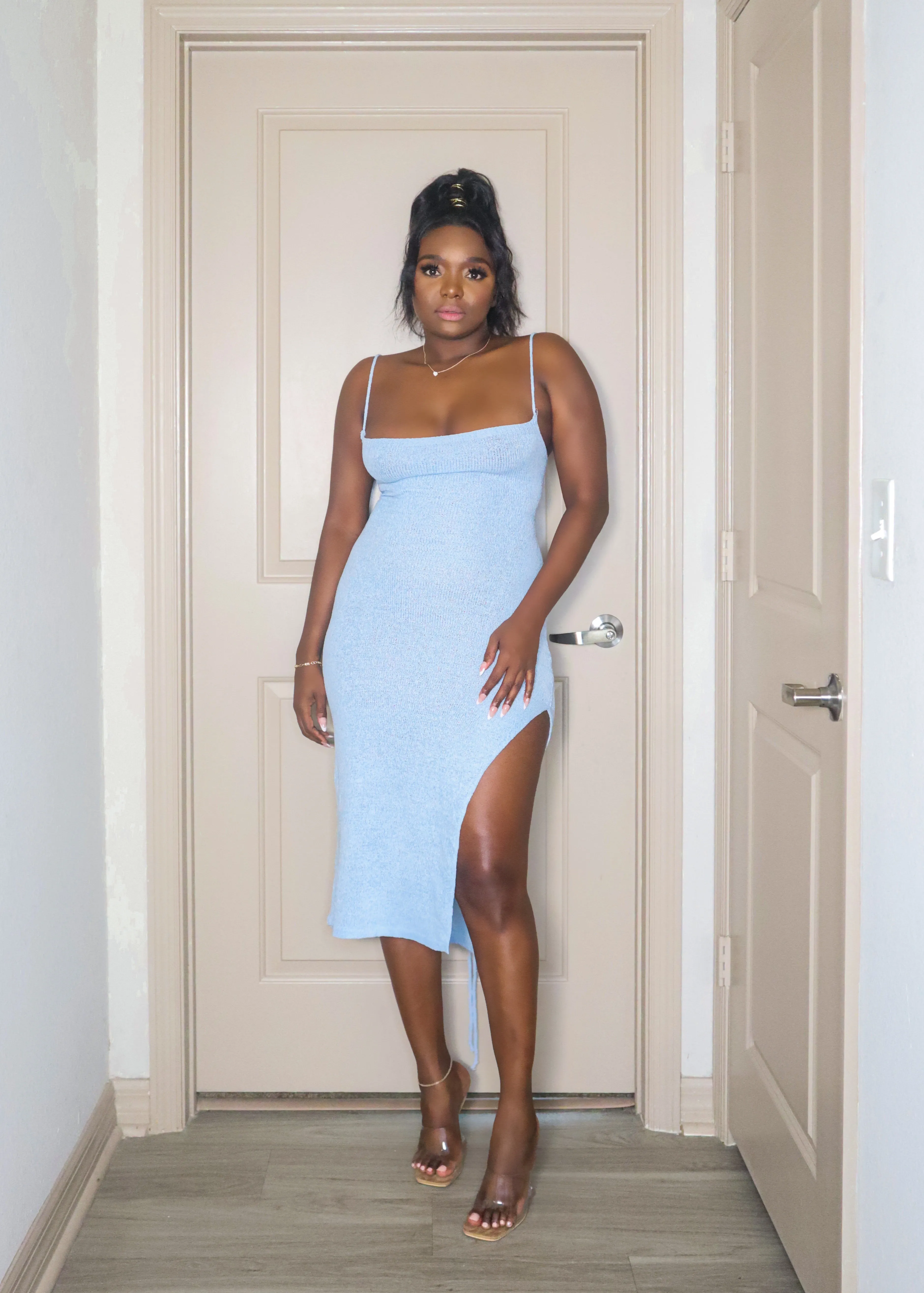 BLUE SLIT DRESS