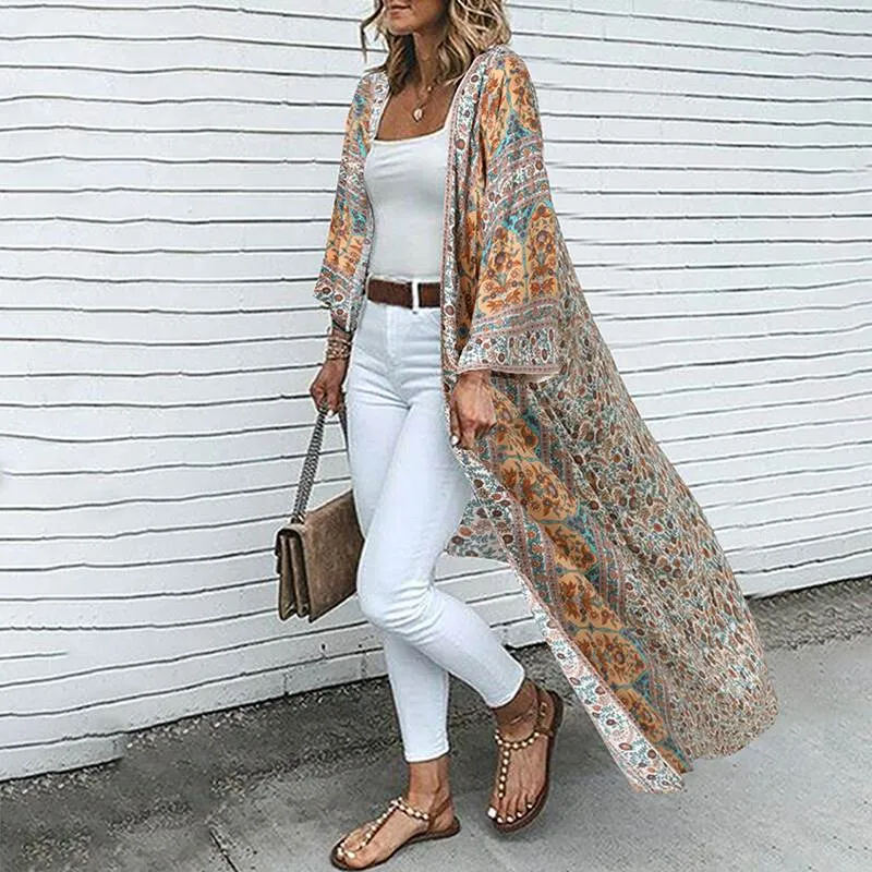 Bohemian Floral Long Cardigan