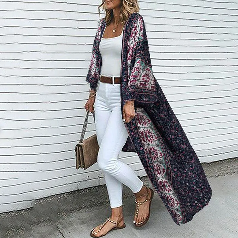 Bohemian Floral Long Cardigan