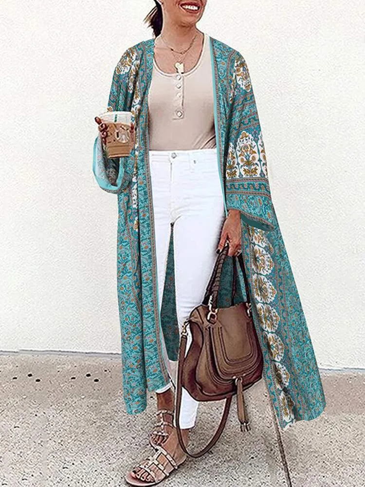 Bohemian Floral Long Cardigan
