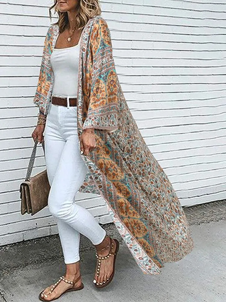 Bohemian Floral Long Cardigan