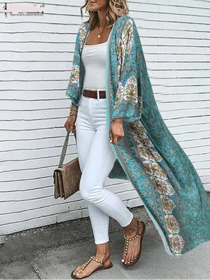 Bohemian Floral Long Cardigan
