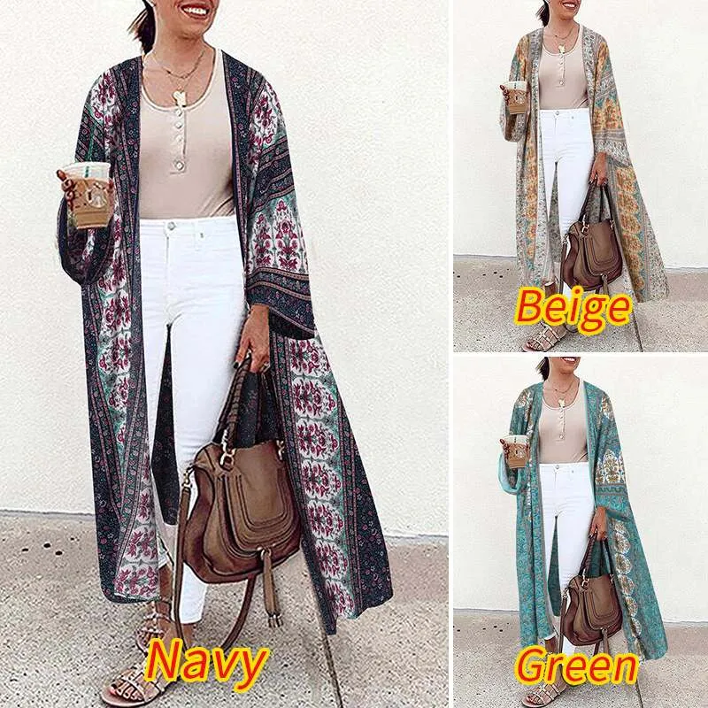 Bohemian Floral Long Cardigan