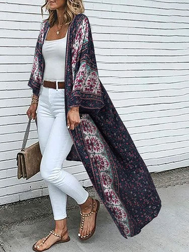 Bohemian Floral Long Cardigan