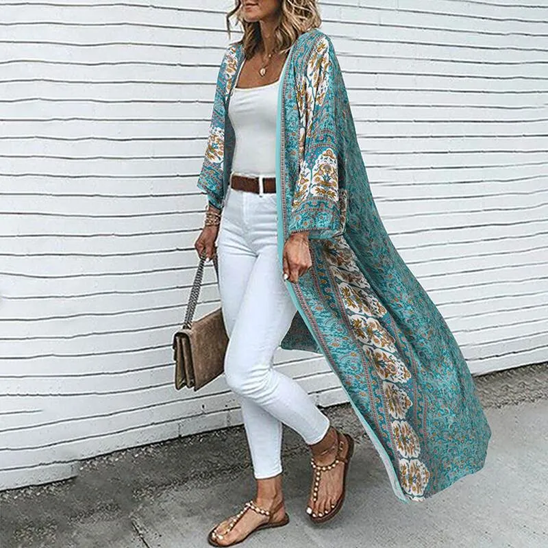 Bohemian Floral Long Cardigan