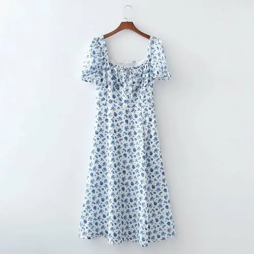 Boho Floral Print Summer Slit Maxi Long Dress