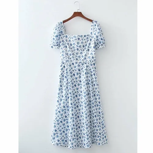 Boho Floral Print Summer Slit Maxi Long Dress