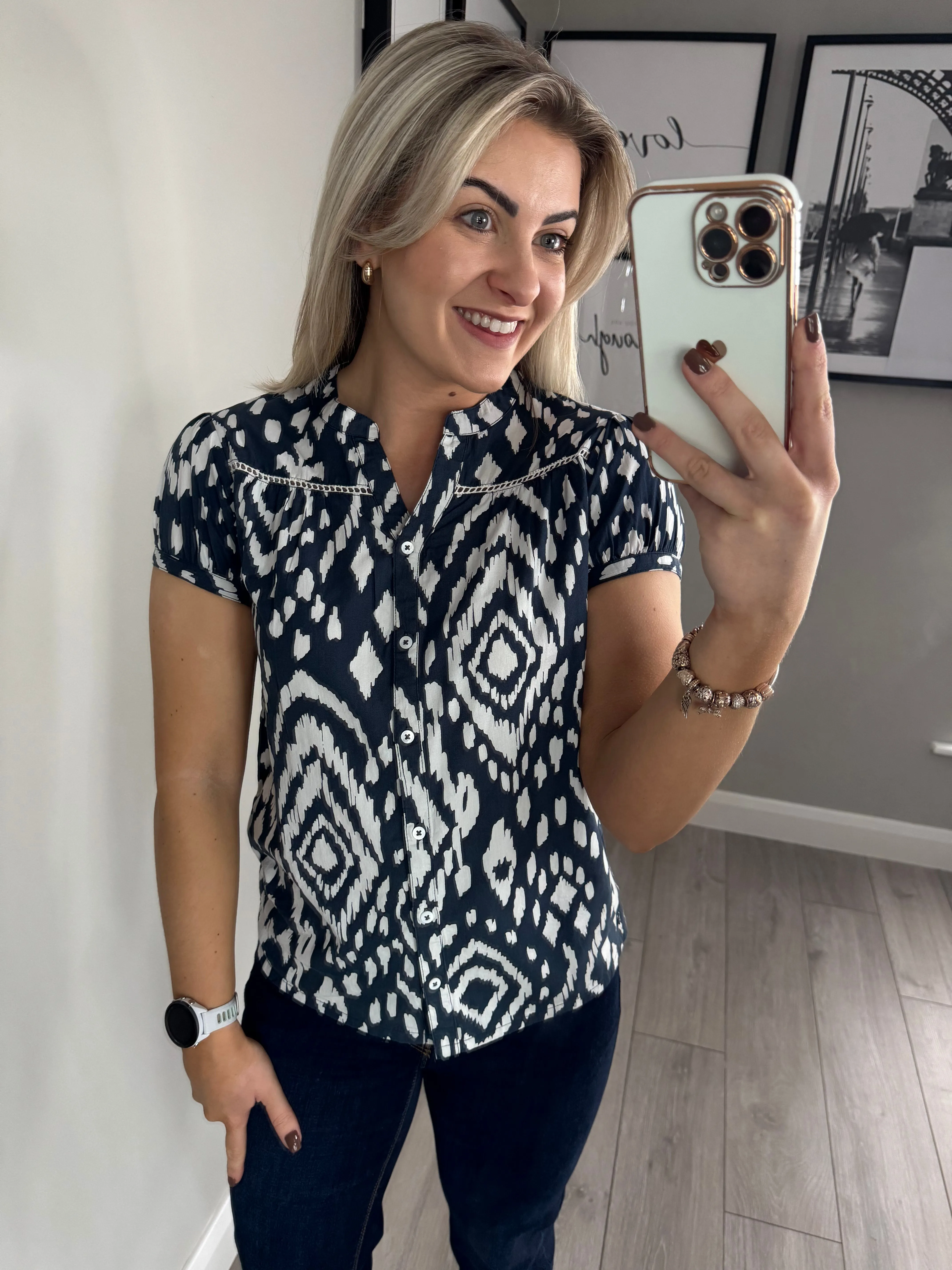 Brakeburn Ikat Navy Blouse